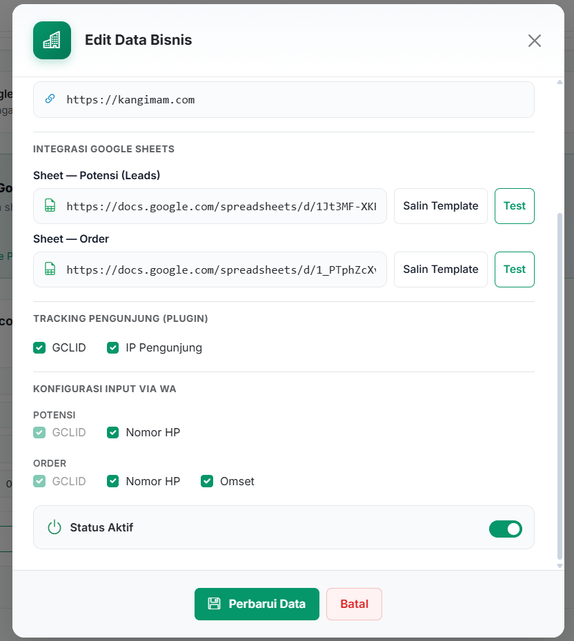 Data potensi bisa dilihat di menu Offline Conversion - tab Lead