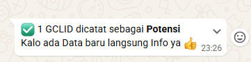 Respons bot saat data berhasil dicatat