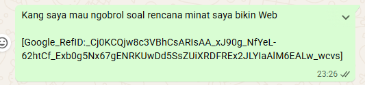 Contoh cara meneruskan chat yang mengandung kode